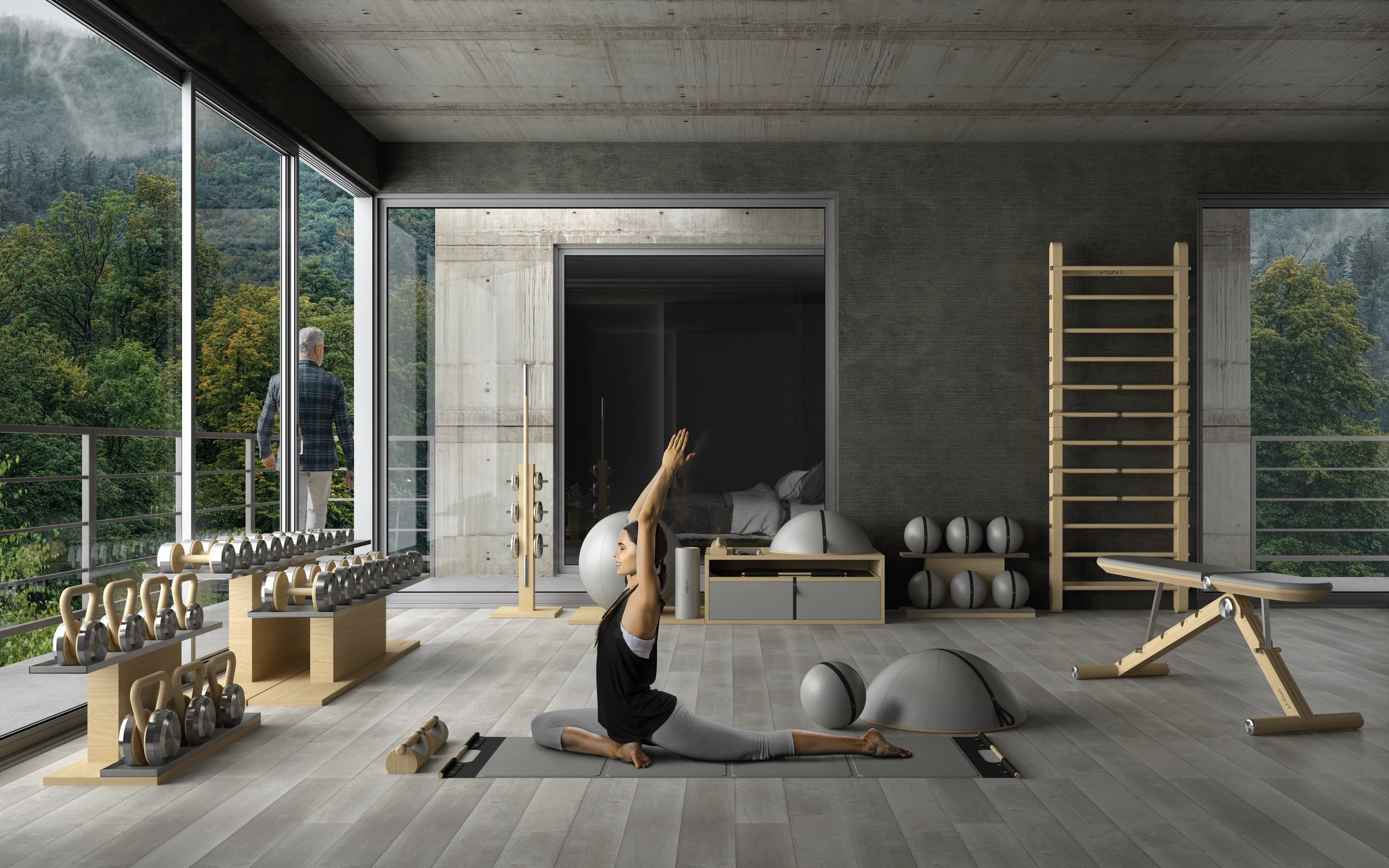 PENT Scandinavian ash collection in an architectural wellness environment